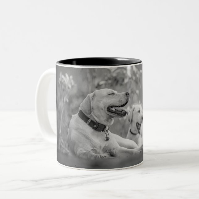 LABRADOR DOGS RELAXING Two-Tone COFFEE MUG (Front Left)