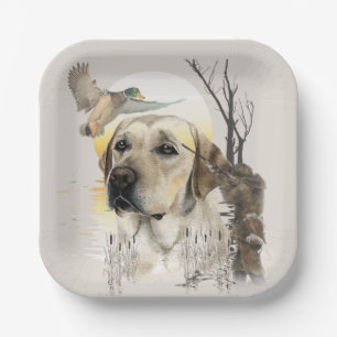 Labrador, duck hunting  paper plate