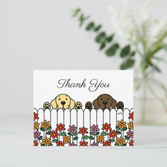 Labrador Duo Watching You Thank You Postcard (Standing Front)