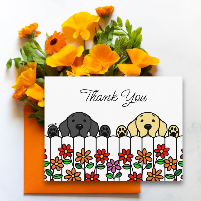 Labrador Duo Watching You Thank You Postcard (Labrador Duo Watching You Thank You Postcard for Labrador Owners.  Black Lab and Yellow Lab design.)