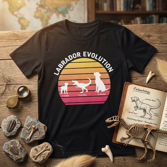 Labrador Evolution Funny White Silhouette Sunset  T-Shirt (Creator Uploaded)