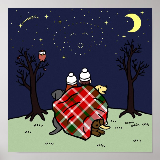 Labrador Family and Starry Sky Poster (Front)