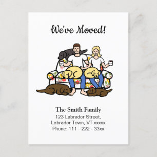 Labrador Family Cartoon Moving Announcement Postcard