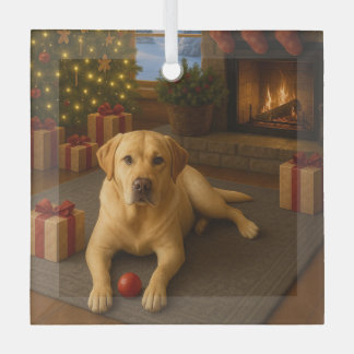 Labrador  glass tree decoration