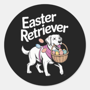 Labrador Golden Retriever Bunny Springs Eggs Easte Classic Round Sticker
