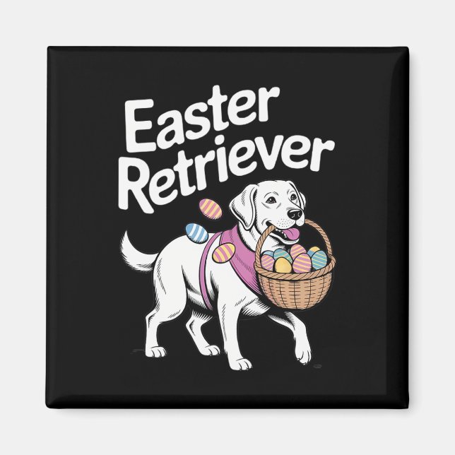 Labrador Golden Retriever Bunny Springs Eggs Easte Magnet (Front)