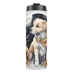 Labrador Halloween Floral Adorable Fall Pet Thermal Tumbler