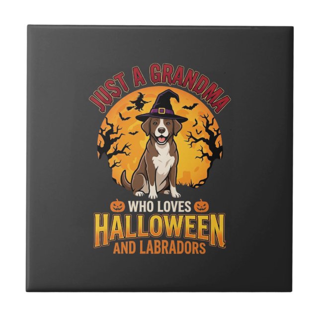 Labrador Halloween Grandma Dog Design_1 Tile (Front)