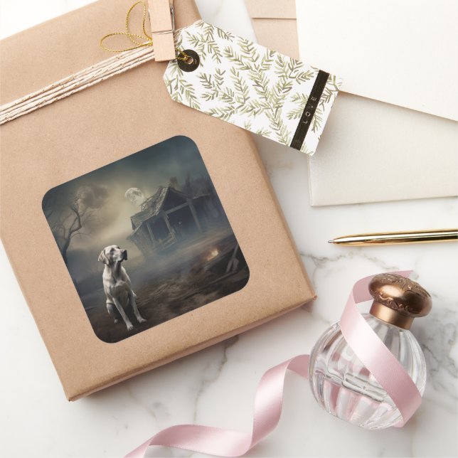 Labrador Halloween Scary Square Sticker (Gifting)