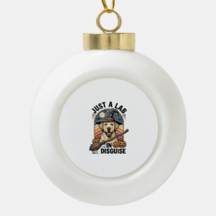 Labrador Halloween Shirt Vintage Witch Dog Costume Ceramic Ball Christmas Ornament