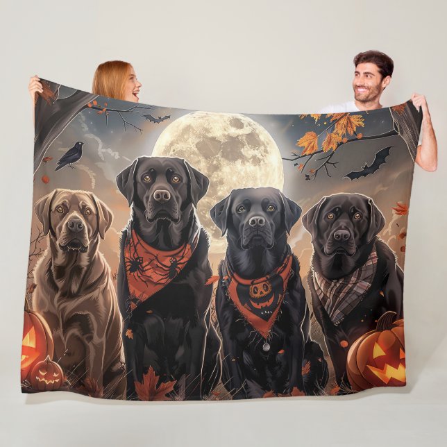 Labrador Halloween Spooky Fleece Blanket (In Situ)