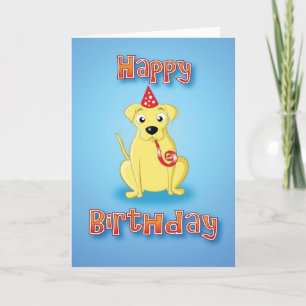 labrador hat&whistle - happy birthday card