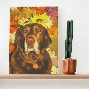 Labrador in flowers poster