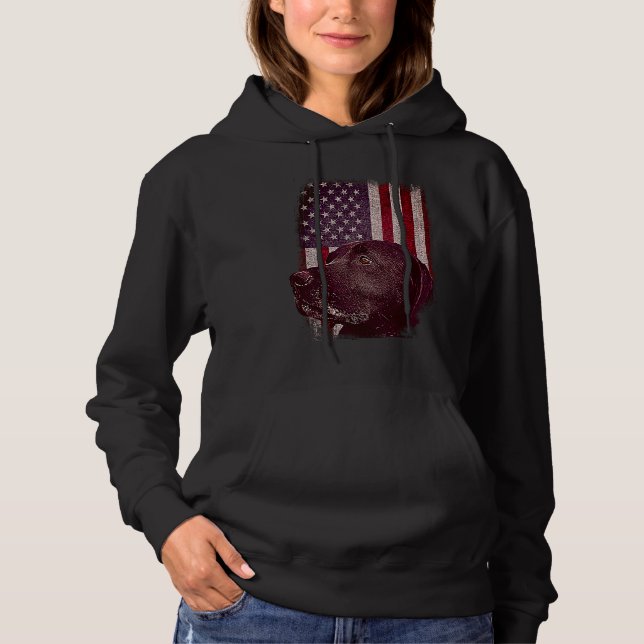 Labrador in front of Us Flag Hoodie (Front)