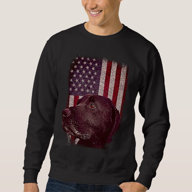 Labrador in front of Us Flag Sweatshirt (Front)