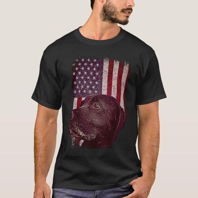 Labrador in front of Us Flag T-Shirt (Front)