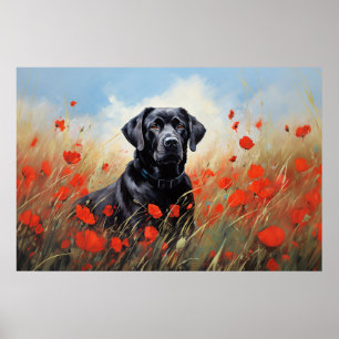 Labrador in poppies poster