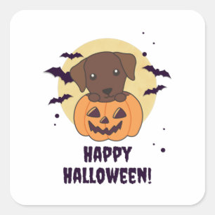 Labrador In Pumpkin Cute Dogs Happy Halloween Square Sticker