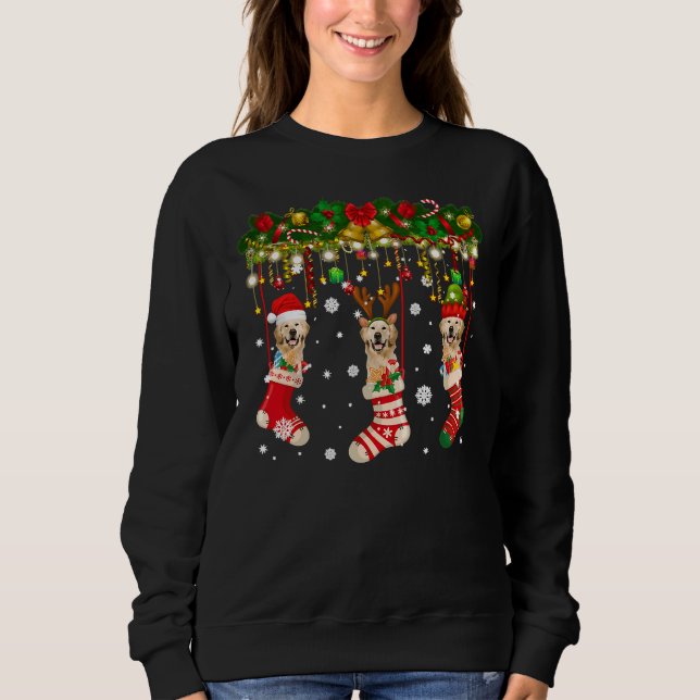Labrador In Sock Xmas Reindeer Santa Sweatshirt (Front)