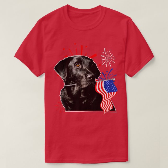 Labrador July 4th Black Lab Patriotic American Fla T-Shirt (Design Front)