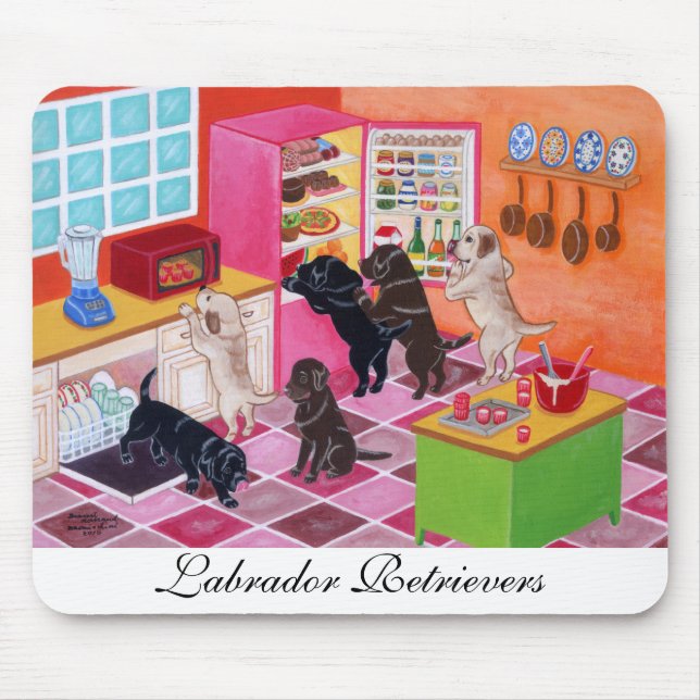 Labrador Kitchen Party Painting Mouse Pad (Front)
