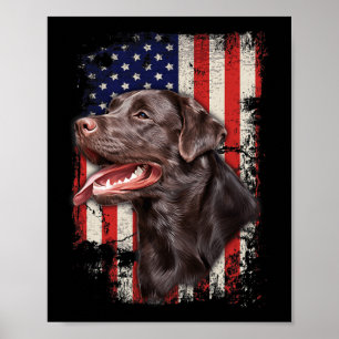 Labrador Labs Patriotic American Flag 4th Of July  Poster