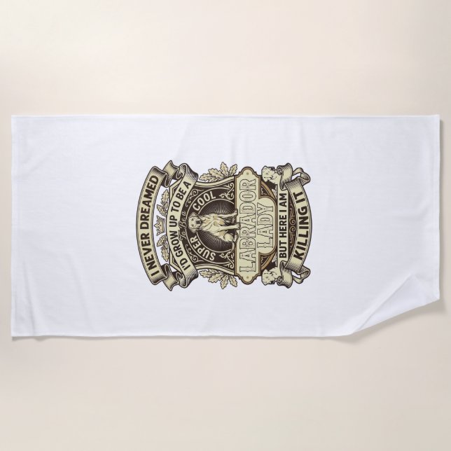 Labrador Lady Dog Crown Shield_1 Beach Towel (Front)