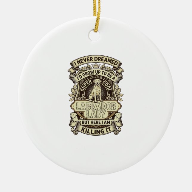 Labrador Lady Dog Crown Shield_1 Ceramic Tree Decoration (Front)