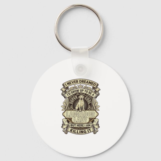 Labrador Lady Dog Crown Shield_1 Key Ring (Front)
