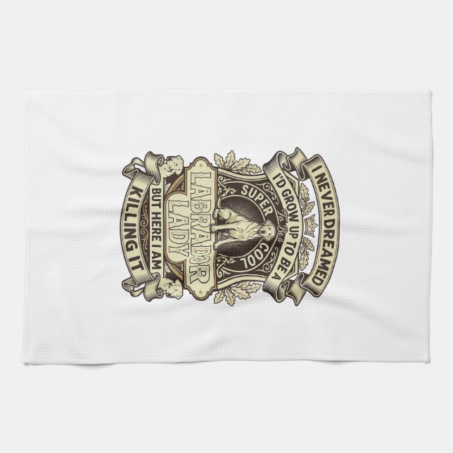 Labrador Lady Dog Crown Shield_1 Tea Towel (Horizontal)
