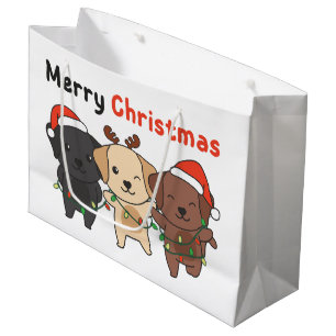 Labrador Merry Christmas Cute Dogs Holiday Large Gift Bag