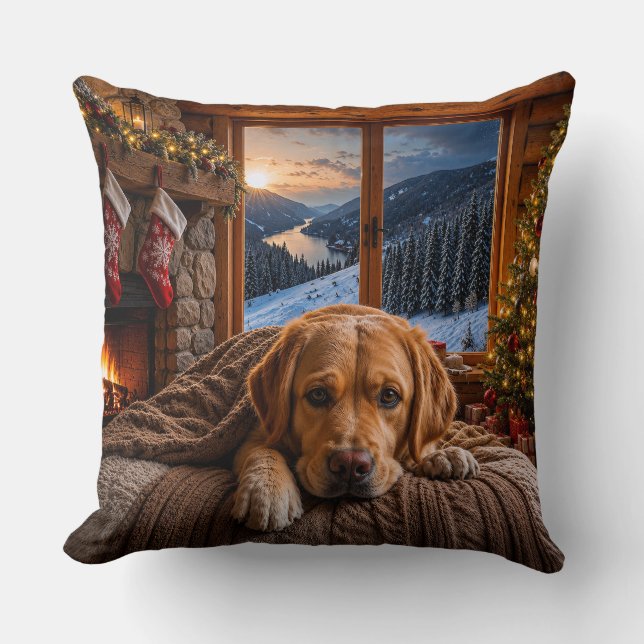Labrador Mix Holiday  Cushion (Front)
