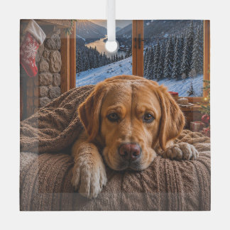 Labrador Mix Holiday Glass Tree Decoration