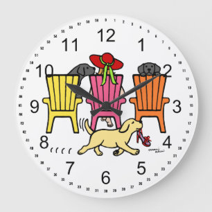 Labrador Mum at Poolside Large Clock