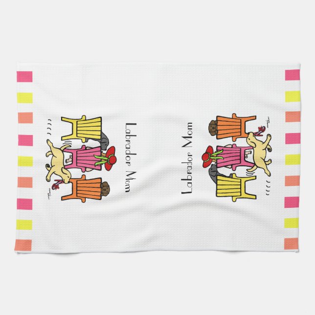 Labrador Mum at Poolside Tea Towel (Horizontal)