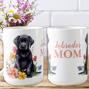 Labrador Mum Dog Cute Modern Floral Puppy Coffee Mug