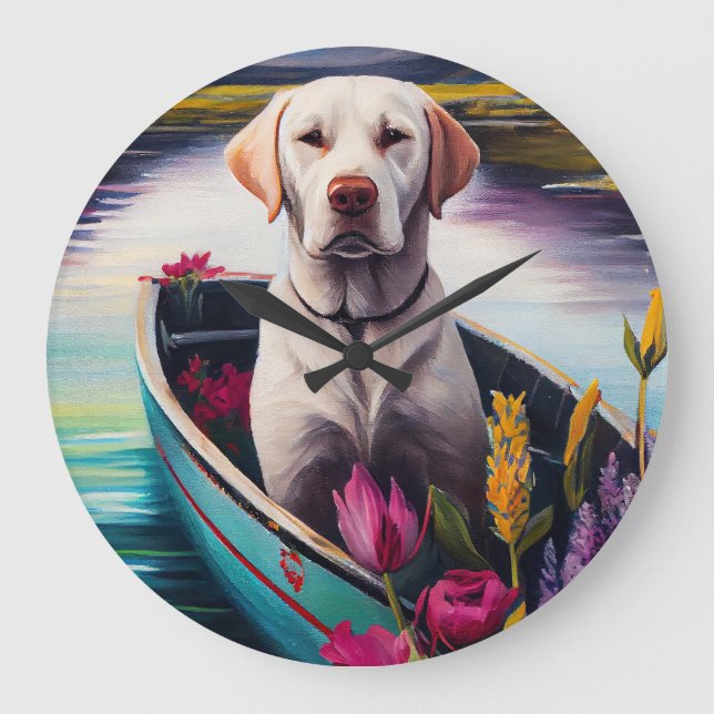 Labrador on a Paddle: A Scenic Adventure Large Clock (Front)