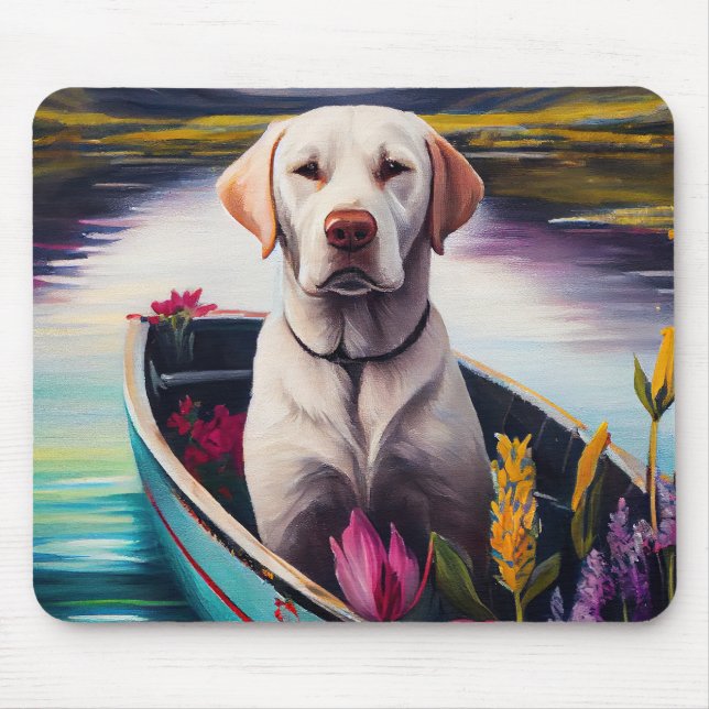 Labrador on a Paddle: A Scenic Adventure Mouse Pad (Front)