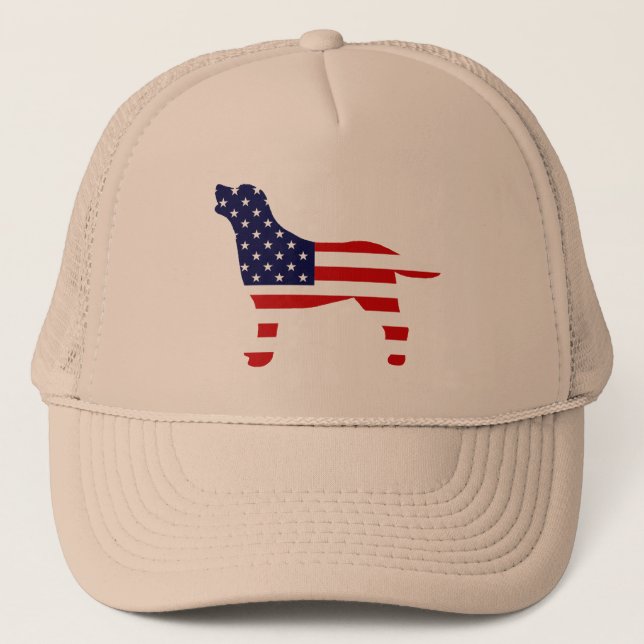Labrador Outline in Stars and Stripes Trucker Hat (Front)