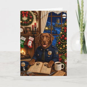 Labrador Police Dog Holiday Card