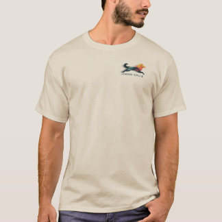 Labrador polygonal retriever in yellow and blue T-Shirt