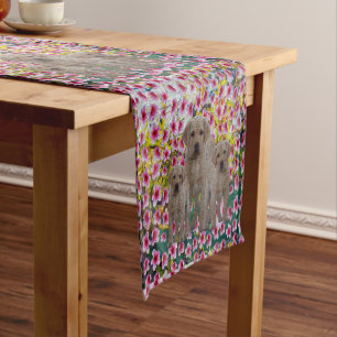 Labrador Puppies Oil Paint, Short Table Runner