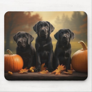 Labrador Puppy Autumn Delight Pumpkin Mouse Pad