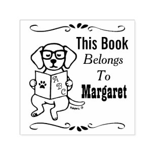 Labrador Puppy, Belongs to, Library, Book Label Self-inking Stamp