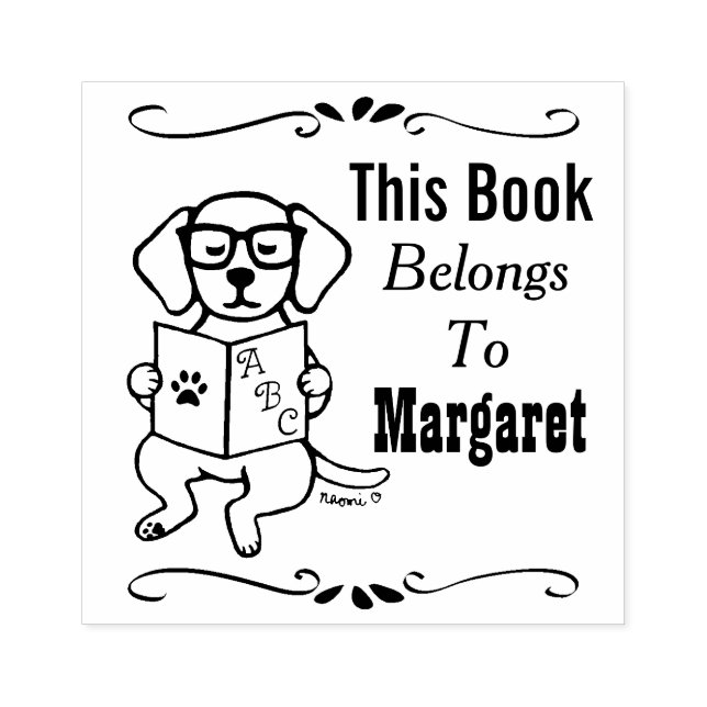 Labrador Puppy Belongs to, Library, Book Name Rubber Stamp (Imprint)