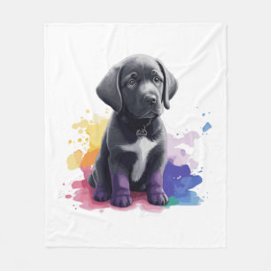 Labrador puppy in watercolors fleece blanket