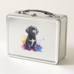 Labrador puppy in watercolors metal lunch box