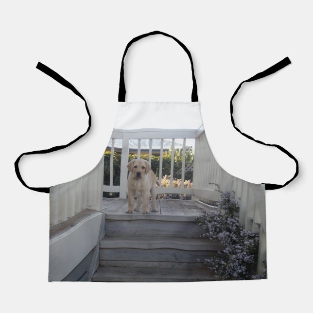 Labrador Puppy On Stairs, Kids Full Print Apron (Front)