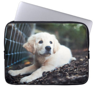 Labrador Puppy Playing In The Garden Laptop Sleeve