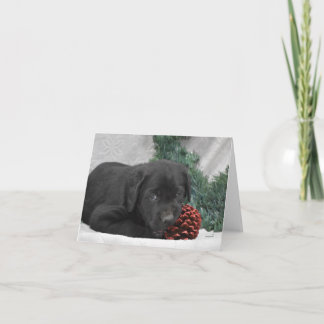 Labrador puppy with Christmas wreath Note Card